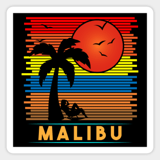 Retro Vintage Malibu Beachside Sun Silhouette Magnet